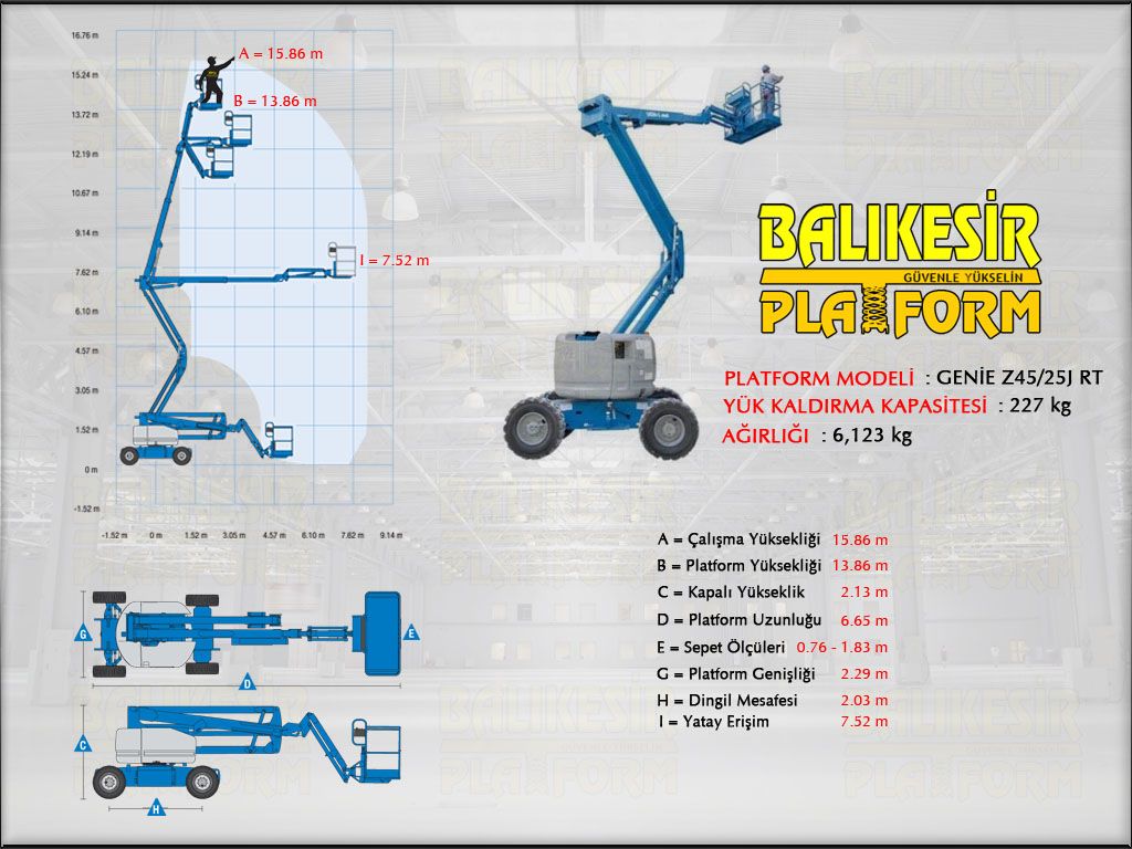 DİZEL EKLEMLİ PLATFORMLAR 16 Metre Dizel Eklemli Manlift