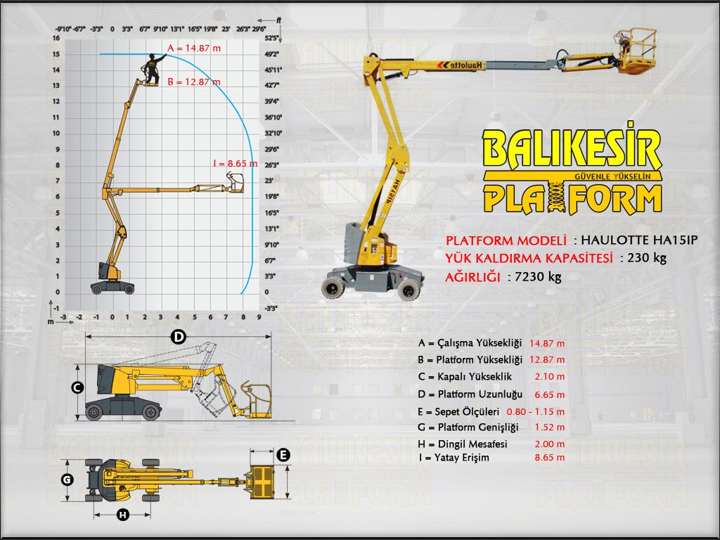 AKÜLÜ  EKLEMLİ PLATFORMLAR 15 Metre Akülü Eklemli Manlift